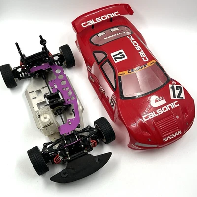 HPI 1/10 Nitro Rc Road Car Chassis W/ GTR Skyline Shell Parts Repair. - Image 1 of 4