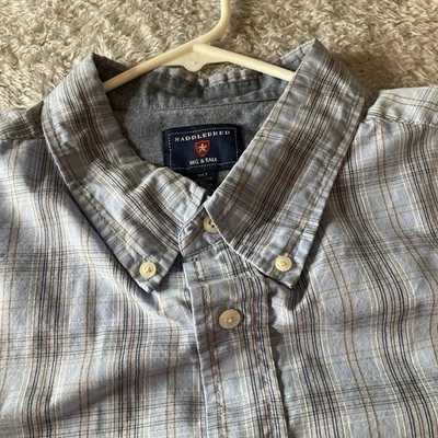 Saddlebred Men's Shirt Size 3XLT Big/Tall Blue Plaid Long Sleeve Button Down Top - Image 1 of 4