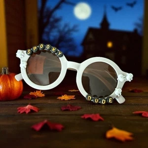 Handgefertigte Kleinkind Jungen "Spooky Dude" Sonnenbrille hellgrau Geist - Bild 1 von 6