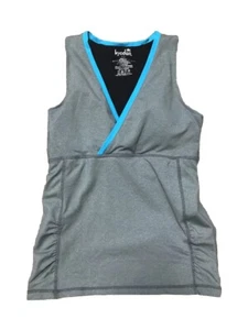 Camiseta sin mangas Kyodan sujetador incorporado aguamarina/gris fruncido laterales para mujer pequeña - Imagen 1 de 3