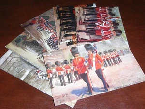 ORIGINAL SET OF SIX H. PAYNE SIGNED TUCK MILITARY POSTCARDS, MILITARY IN LONDON - Picture 1 of 5