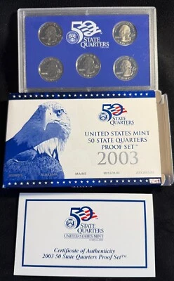 2003-S State Quarter Proof Set 5 Coins Illinois Alabama Maine Missouri AR 2798 - Image 1 of 3