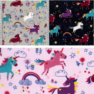 100% Cotton Fabric Unicorns Horse Fairytale Rainbow 150cm Wide - Picture 1 of 2