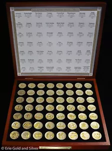 1999-2009 US Gold & Silver Highlighted State Quarters 56pc Set in Wood Case - Picture 1 of 5