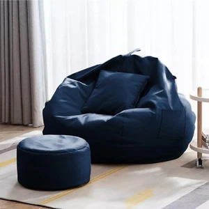 Bean Bag Chair Sofa Cover with Footrest Cover Faux Leather XXXL  Without Filling - Picture 1 of 5