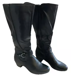 Bottes Croft & Barrow 11 M de large mollet haut équitation noir simili cuir genou haut - Photo 1/9
