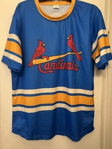 STL St Louis Cardinals Shirt Adult XL Extra Large Blue Short Sleeve Retro Jersey - Picture 1 of 6
