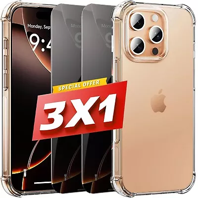 1xClear Case+2x Privacy Screen Protector for iPhone 17 16 15 14 13 12 11 X 8 SE - Image 1 of 4