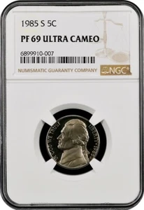 1985-S Proof Jefferson Nickel 5C - NGC PF 69 ULTRA CAMEO! - Picture 1 of 2