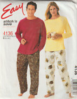 McCall's  Pattern 1023 Unisex Pajamas , Sizes XL - XXL (42" - 48"), FF