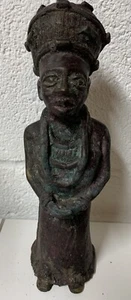 Beautiful Vintage Benin Bronze Tribeswoman Sculpture Nigeria Lovely Piece! - Picture 1 of 6