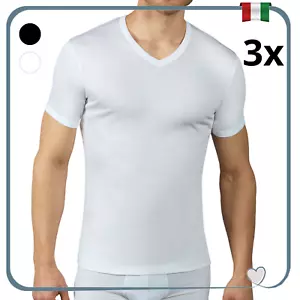 Set 3 Maglia Intima Uomo Cotone Maglietta Maglia Intimo Uomo Scollo a V fino 3XL - Zdjęcie 1 z 6
