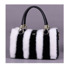 Luxury Womens Real Mink Fur Handbag Purse Party Bag Tote Crossbody Shoulder Bag