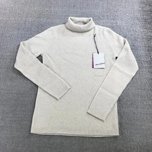 New State Cashmere Sweater Womens Large Beige Turtleneck RIbbed Cashmere Casual - Picture 1 of 10