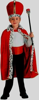 Nuevo JUEGO DE BATA Y CORONA REY Disfraz Infantil - Rojo Talla Única Foto 1 de 3