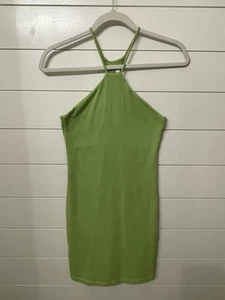 ZARA Bodycon Mini Dress Green Haltertop Racerback Preowned - Picture 1 of 5