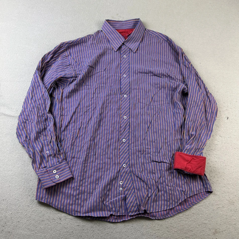 Bugatchi Uomo Shirt Mens XL Purple Striped Long Sleeves Button Up - Image 1 of 4