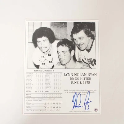 Nolan Ryan Signed Photo 8x10 No Hitter4th COA JSA Cert & Sticker - Image 1 of 4