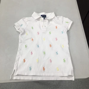Polo Ralph Lauren Poloshirt Mädchen S (7) weiß AOP All Over Pony Piqué bunt - Bild 1 von 6