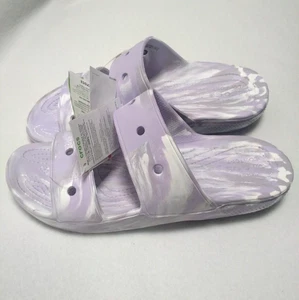 CROCS Men's 10 Classic Tie Dye 2-Strap Sandal Slide Marbeled Lavender NEW Tags - Picture 1 of 5