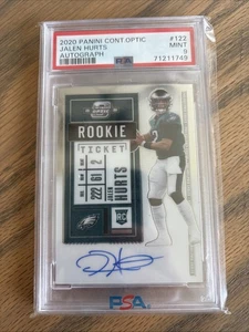 2020 PANINI CONTENDERS OPTIC AUTO #122 JALEN HURTS ROOKIE RC PSA 9 - Picture 1 of 2