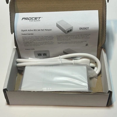 Procet PoE Injector EN30GT Gigabit Power Over Ethernet  Helium Outdoor Hotspot - Image 1 of 3