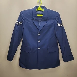3 BUTTON COAT JACKET UNIFORM MENS AIRMAN USAF U.S. AIR FORCE DRESS BLUE 40 Short - Picture 1 of 4