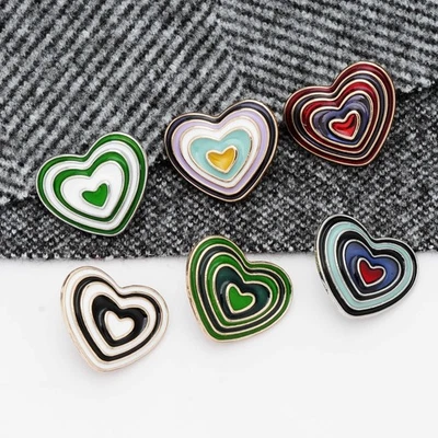 5pcs Layered Heart Buttons Enamel for Clothing DIY Sewing Scrapbooking 18/23mm - Image 1 of 4