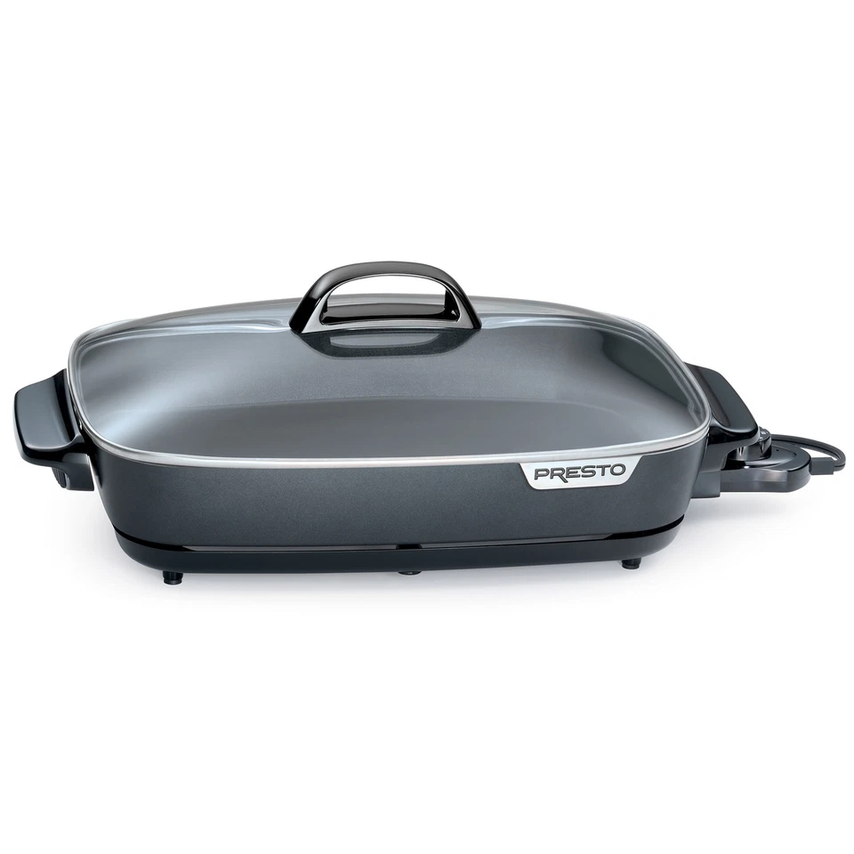 Presto 06858 Electric Slimline Skillet With Glass Cover Black
