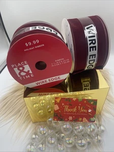 Place & Time Burgundy Velvet Ribbon 2-1/2” X 8.33yd LOT OF 2 - Picture 1 of 3