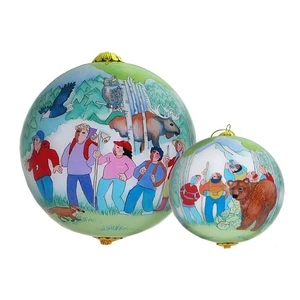 Barbara Lavallee Walk on The Wild Side Reverse Painted Glass Christmas Ornament - Picture 1 of 2