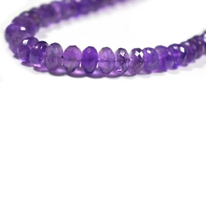 Natural Purple Amethyst Faceted Rondelle Shape 7-8MM Big Size Gemstone Beads 8" - Picture 1 of 9