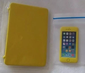 Miniature Dollhouse Accessories Yellow Laptop & Mobile Phone Set 1:12th Scale - Picture 1 of 6