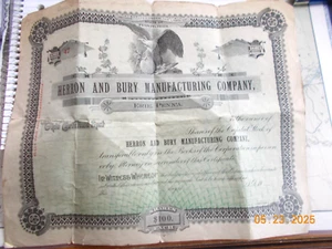 Vintage Stock Certificate Herron and Bury Manufacturing Company, Erie, Penna - Picture 1 of 6