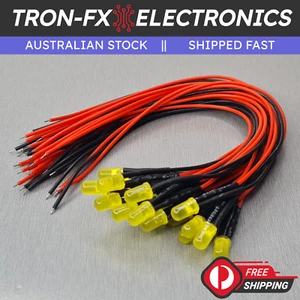 5/10/20Pcs 5mm Yellow Flash Round Diffused Yellow Lens LED 20CM Pre Wired 12V - Picture 1 of 14
