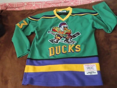 Camiseta deportiva de hockey auténtica Greg Goldberg Mighty Ducks #33 Headgear Classics película Foto 1 de 4