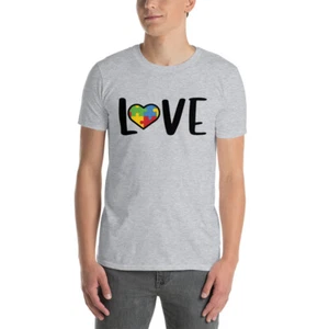 Love Needs No Words Autism Peace Love Autism Awareness Unisex T-Shirt - Picture 1 of 7