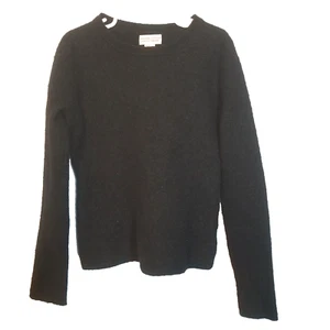 Adrienne Vittadini Girls 100% 2 Ply Cashmere Black Scoop Neck Long Sleeve Medium - Picture 1 of 6