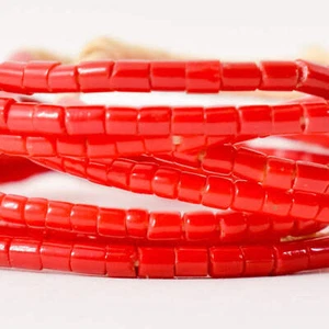 Flat Ended Red Trade Beads - Picture 1 of 8