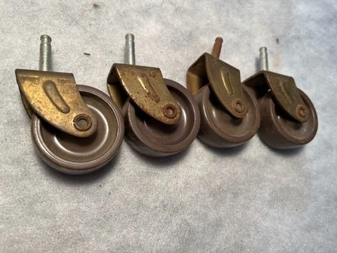 Set Of 4 Vintage Hard Plastic Swivel Casters ~ 2” Wheels Cover