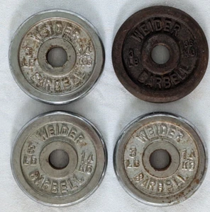Vintage Lot of 4 Weider 3 lb. Weight Plates Chrome - 1” Hole - 12 lbs Total - Picture 1 of 2