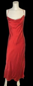 Vintage Victoria's Secret SEIDE Y2K 90er rot Satin Wasserfall Schlupfkleid hinten offen zum Binden S - Bild 1 von 10