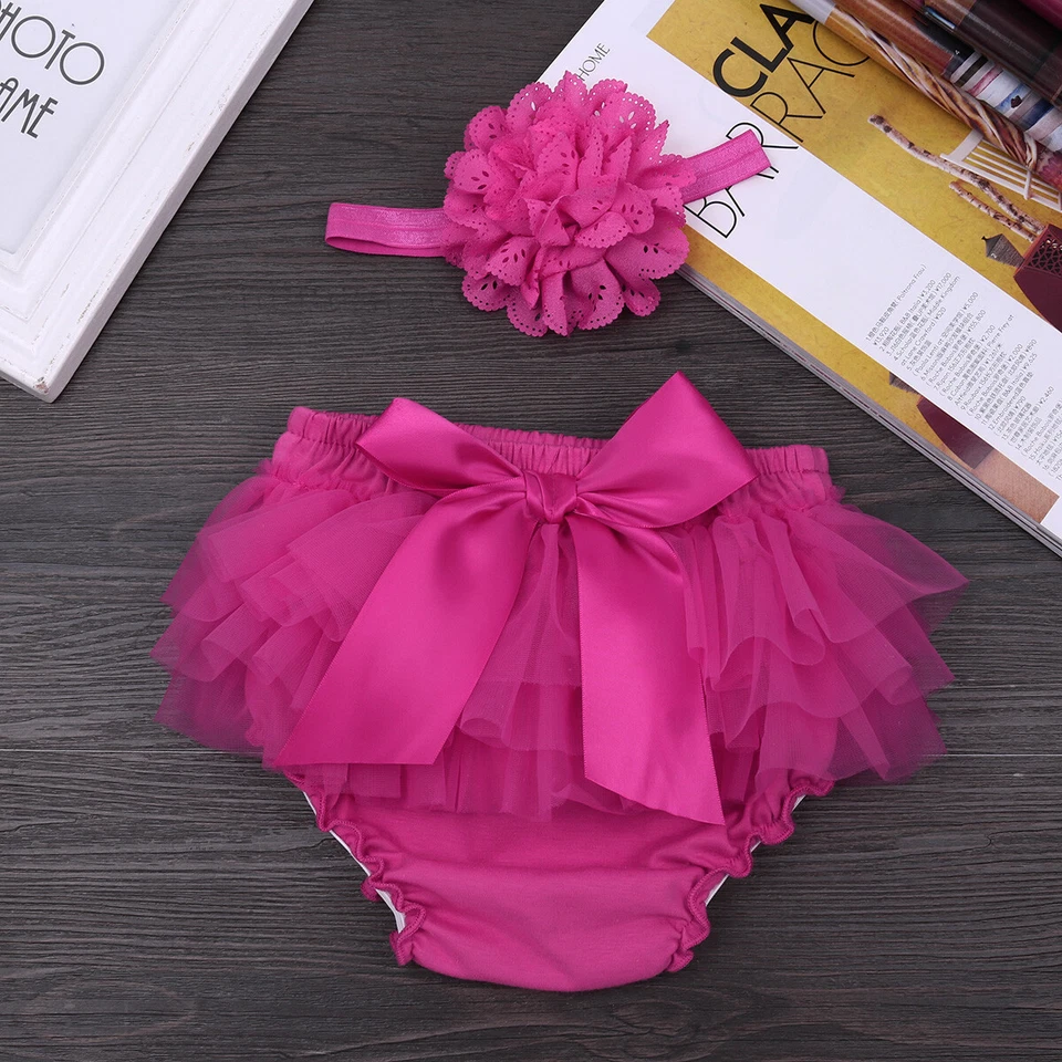 Baby Girls Ruffle Bloomer Newborn Diaper Covers Birthday Shorts Bow Photo Prop - Image 1 of 1
