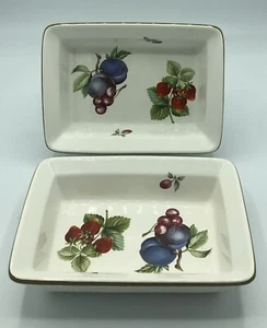 Juego de 2 aerosoles de frutas Wedgwood platos rectangulares pequeños, horno a mesa, Inglaterra - Imagen 1 de 11