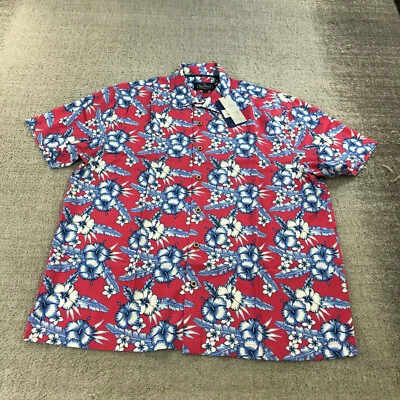 Nat Nast Shirt Mens Large  Button Up Red Blue Floral Camp Hawaiian Casual Adult - Image 1 of 4