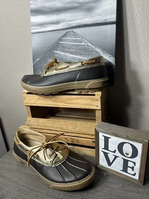 Michael Kors коричневый резиновый золотой кожаный логотип лодыжки утка ботинки размер 8MPreOwnREAD - Изображение 1 из 4