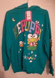 Sanrio Keroppi Hello Kitty Graphic Hoodie Sweatshirt Fuzzy Women XXL 2XL NEW E1 - Picture 1 of 2