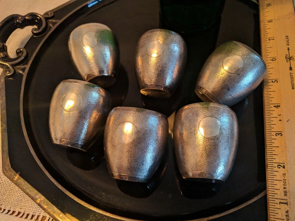 6 tazas chinas de plata pátina martillada 242 g 2 pulgadas 5 cm, ¡¡lugar para grabar!!! Foto 1 de 4