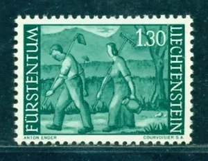 1964 contadino, lavoro sul campo, rastrello, zappa, brocca, agricoltura, Liechtenstein, Michel 438, nuovo di zecca - Foto 1 di 1