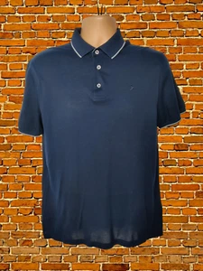 MENS HACKETT SIZE LARGE L NAVY SHORT SLEEVE CASUAL SLIM FIT POLO TEE T-SHIRT - Picture 1 of 5
